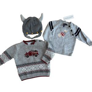 Janie & Jack Lot of Boys Sweaters Size Knit Viking Hat Size 3-6-12 months new